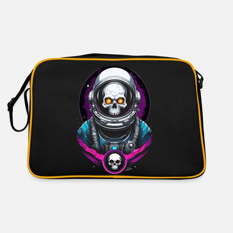 Crâne spatial d'astronaute - Sac Retro - noir/or