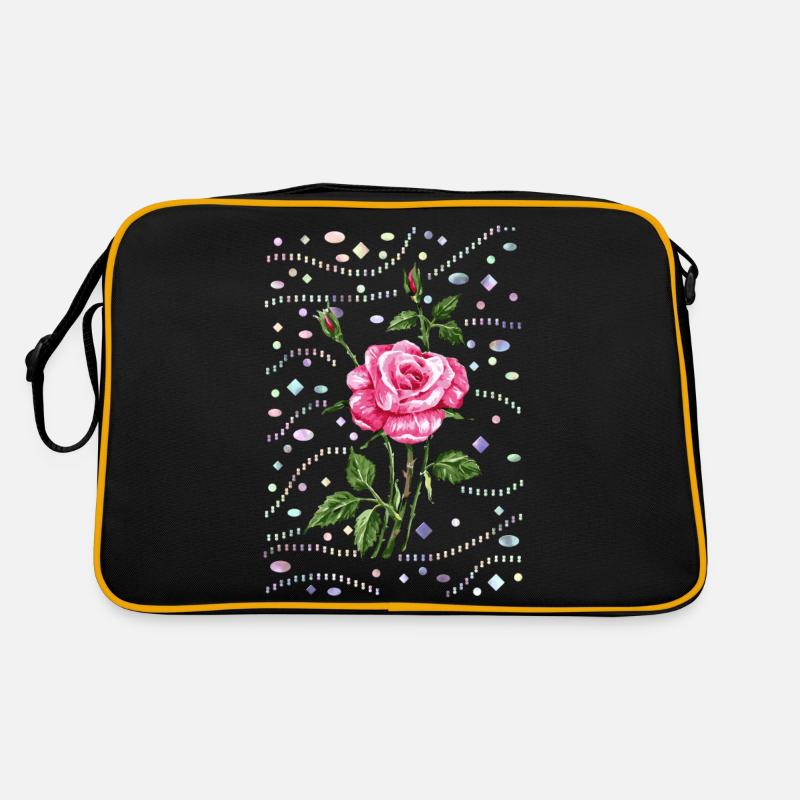 Blume - Retro Tasche - Schwarz/Gold