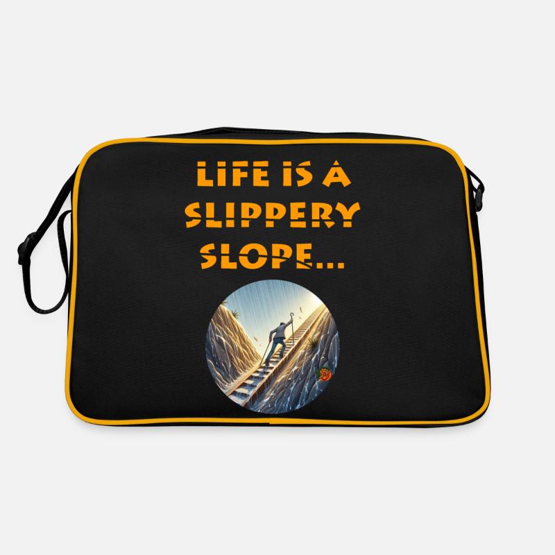 Life is a slippery slope - Retro Bag - black/gold