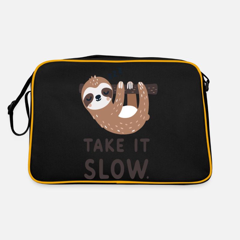 Faultier: Take it slow Retro Tasche