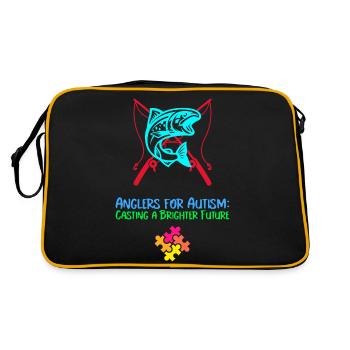 Angler für Autismus sorgen für eine bessere Zukunft - Retro Tasche - Schwarz/Gold - Hinten