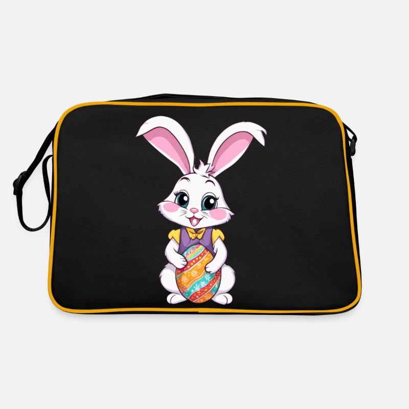 Osterhase mit Ostereiern - Retro Tasche - Schwarz/Gold