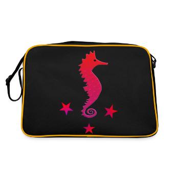 Hippocampe rouge avec hippocampe rose étoilé - Sac Retro - noir/or - Dos
