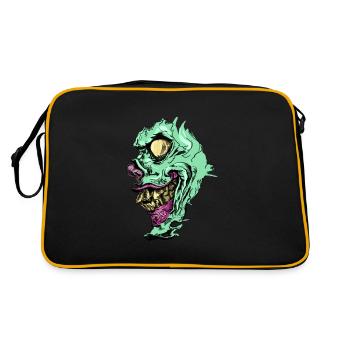 Zombie Face - Retro Tasche - Schwarz/Gold - Hinten