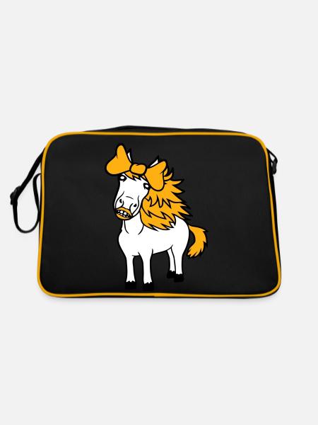 cheval mignon poney fille femelle fille cheval fille - Sac Retro - noir/or - Dos