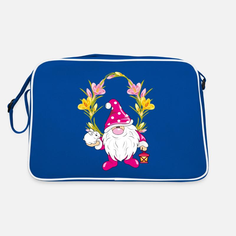 Drôle de gnome avec un lapin mignon dans un cadre floral Sac Retro