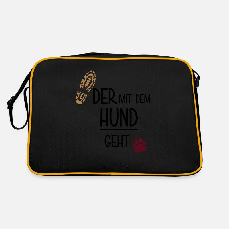 Der mit dem Hund geht Retro Tasche