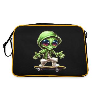 Alien on Skateboard - Green with Sizes - Retro Bag - black/gold - Back
