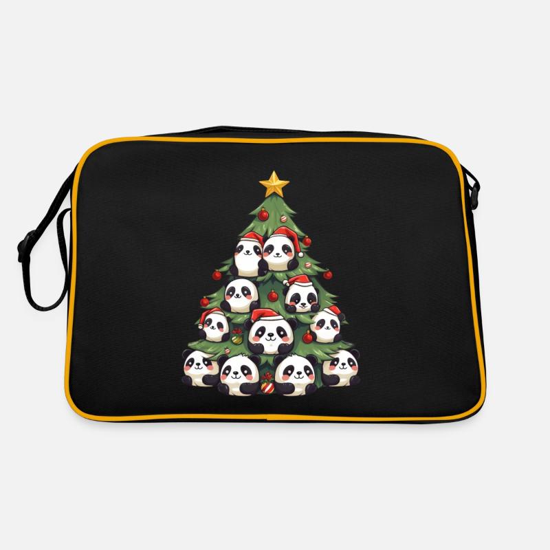 Panda de Noël - Un arbre de Noël avec un - Sac Retro - noir/or