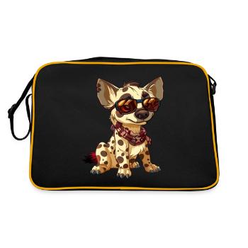 Hyène mignonne dans le style de bande dessinée - Sac Retro - noir/or - Dos