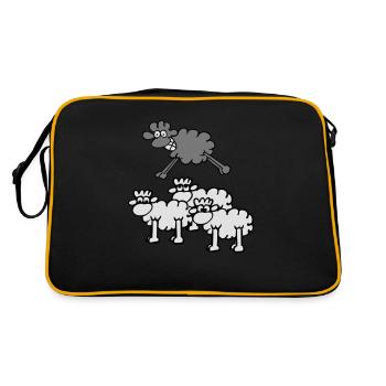 springendes Schaf - Retro Tasche - Schwarz/Gold - Hinten