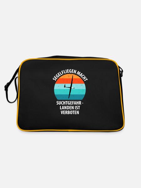 Segelflieger Segelfliegen Segelflugzeug Fliegen - Retro Tasche - Schwarz/Gold - Hinten