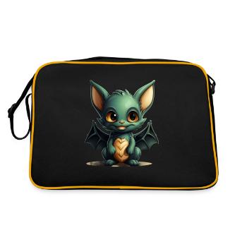 Bat Halloween I Cartoon Cute Bat - Retro Tasche - Schwarz/Gold - Hinten