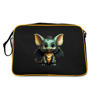 Bat Halloween I Cartoon Cute Bat - Retro Tasche - Schwarz/Gold - Hinten