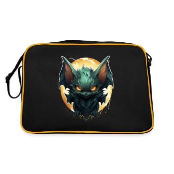 Bat Halloween I Cartoon Cute Bat - Retro Tasche - Schwarz/Gold - Hinten