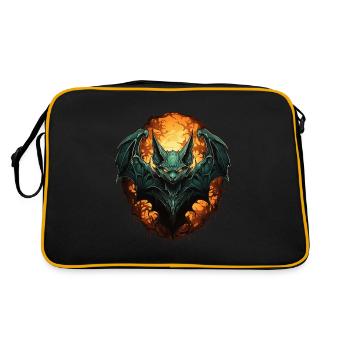 Bat Halloween I Cartoon Cute Bat - Retro Tasche - Schwarz/Gold - Hinten