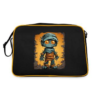 Halloween Spooky Cartoon Mummy - Retro Tasche - Schwarz/Gold - Hinten