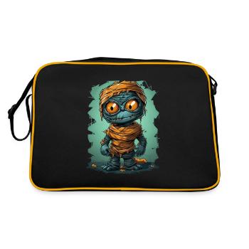 Halloween Spooky Cartoon Mummy - Retro Tasche - Schwarz/Gold - Hinten