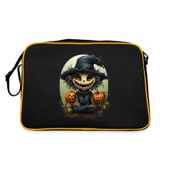 Scarecrow Halloween Cartoon Scary Scarecrow - Retro Tasche - Schwarz/Gold - Hinten