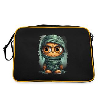 Halloween Spooky Cartoon Mummy - Retro Tasche - Schwarz/Gold - Hinten