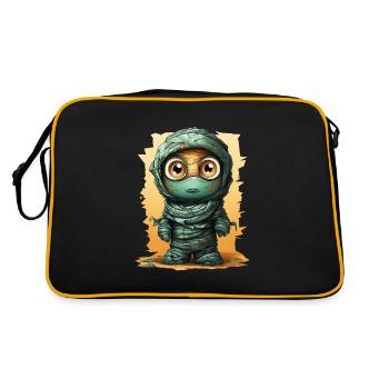 Halloween Spooky Cartoon Mummy - Retro Tasche - Schwarz/Gold - Hinten