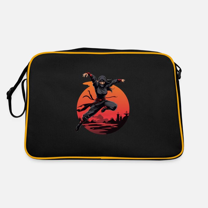 Charming Ninja Fighter I Ninja Girl I Ninja - Retro Tasche - Schwarz/Gold