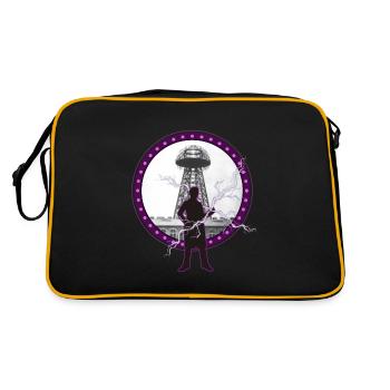 Tesla Nikola, Tesla Nikola Tesla, patent, - Retro Bag - black/gold - Back