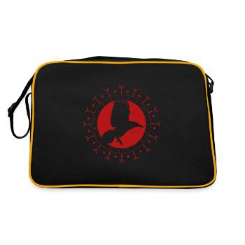 Rabe, Rabe Edgar Allen Poe, wicca, - Retro Tasche - Schwarz/Gold - Hinten