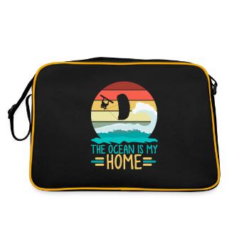 Kitesurfing, Kitesurfing Kitesurfen, Meer, - Retro Tasche - Schwarz/Gold - Hinten