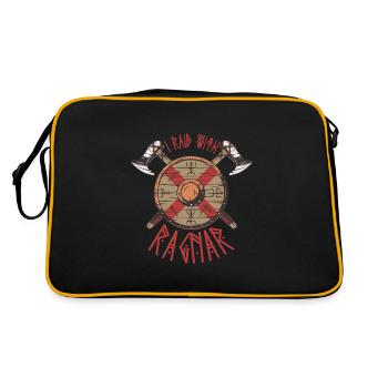 Vikings, Vikings Odin, Nordique, - Sac Retro - noir/or - Dos