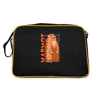 marmot, marmot groundhog, squirrel, - Retro Bag - black/gold - Back