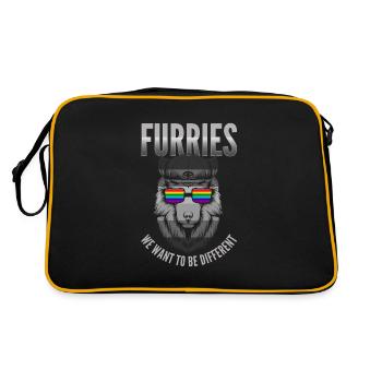 Furry, Furry Kongresse, Wolf, - Retro Tasche - Schwarz/Gold - Hinten