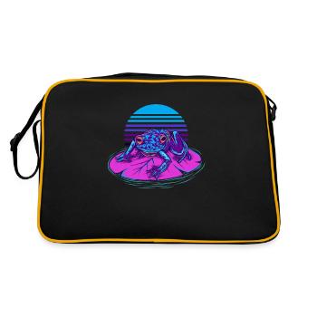 Frosch, Frosch liebt Frösche, Frosch Fänger, - Retro Tasche - Schwarz/Gold - Hinten