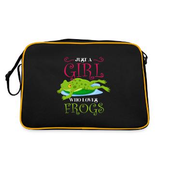 Frosch, Frosch Frosch Liebhaber, Frosch Mama, - Retro Tasche - Schwarz/Gold - Hinten