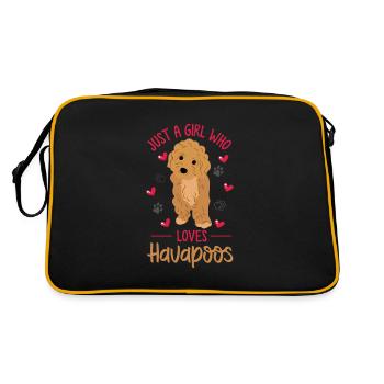 havapoo, havapoo havapoo mutter, Havaneser, - Retro Tasche - Schwarz/Gold - Hinten