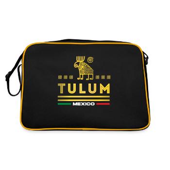 mexiko reisen, mexiko reisen Reisen, Urlaub, - Retro Tasche - Schwarz/Gold - Hinten