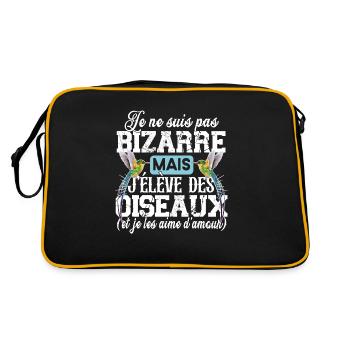 Oiseau Animal Bec Cadeau Humour Moineau Mésange - Sac Retro - noir/or - Dos