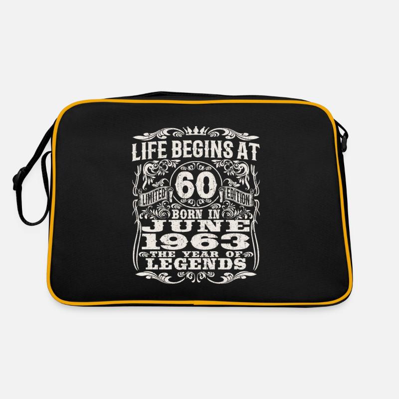 Das Leben beginnt mit 60 - geboren im Juni 1963 Retro Tasche