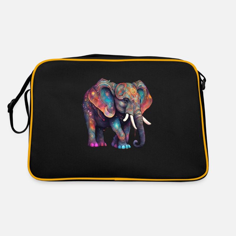 Éléphant magique - Sac Retro - noir/or