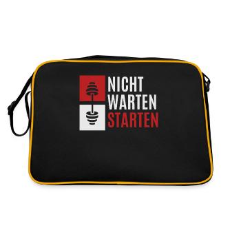 nicht warten starten 2 - Retro Tasche - Schwarz/Gold - Hinten
