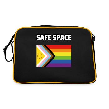 SAFE SPACE Inklusive Pride-Fortschrittsflagge - Retro Tasche - Schwarz/Gold - Hinten