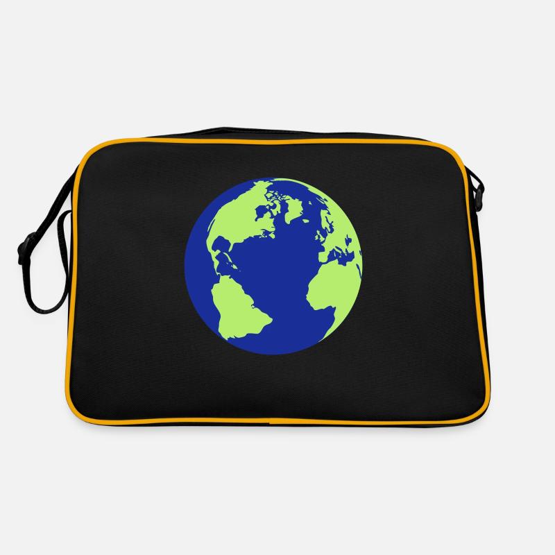 Erde Welt Planet Wasser - Retro Tasche - Schwarz/Gold