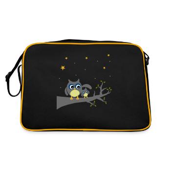 Eulen - Mama und Kind - Retro Tasche - Schwarz/Gold - Hinten