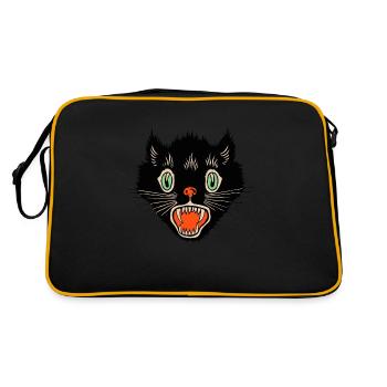 Vintage Halloween Scared Black Cat - Retro Bag - black/gold - Back