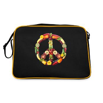 Peacezeichen Rosen - Retro Tasche - Schwarz/Gold - Hinten