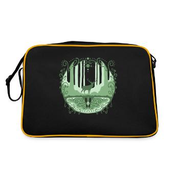 Hirsch im fantastischen Wald - Retro Tasche - Schwarz/Gold - Hinten