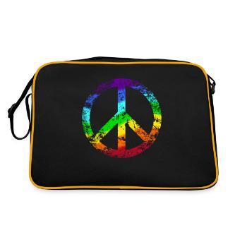 Peace signs rainbow peace pacifist reggae - Retro Bag - black/gold - Back