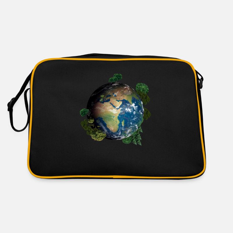 Wald der Erde - Retro Tasche - Schwarz/Gold