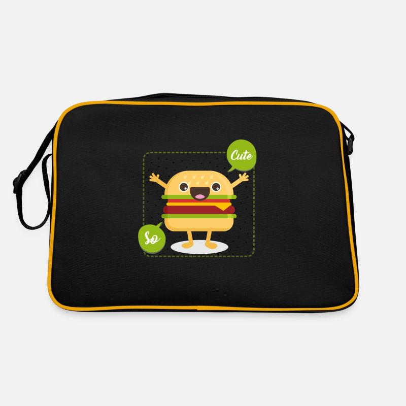 Süßer Hamburger - Retro Tasche - Schwarz/Gold