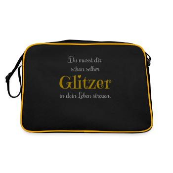 glitzer - Retro Tasche - Schwarz/Gold - Hinten